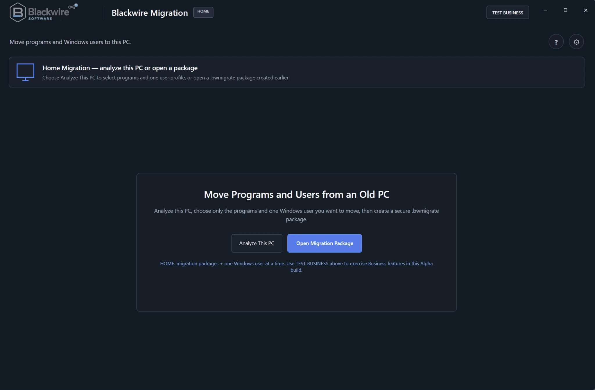 Blackwire Migration Alpha home workspace for application and profile migration